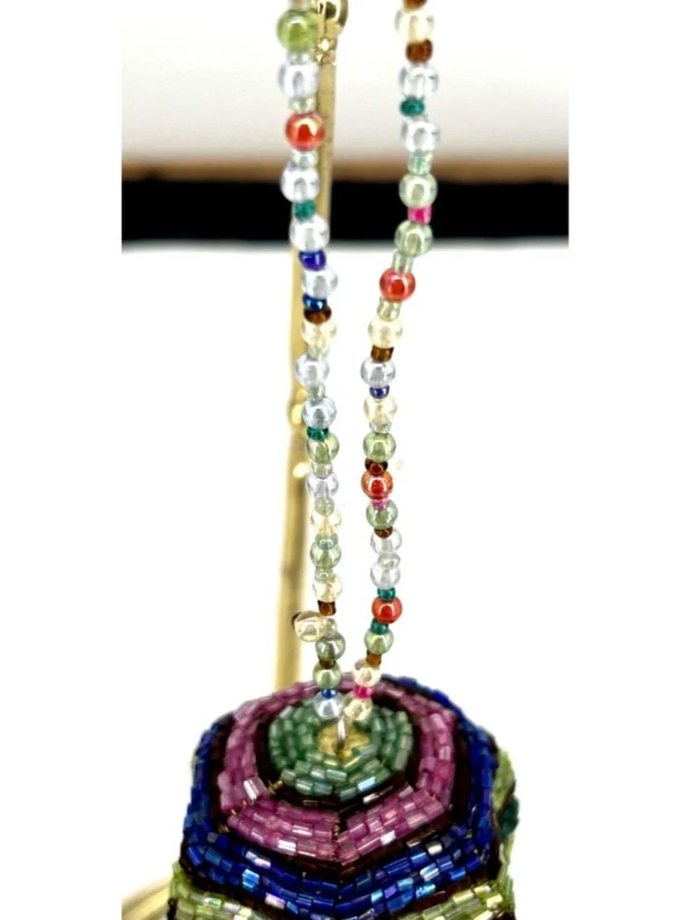 Pier 1 One Multicolor Beaded Wire Christmas Ornament 11